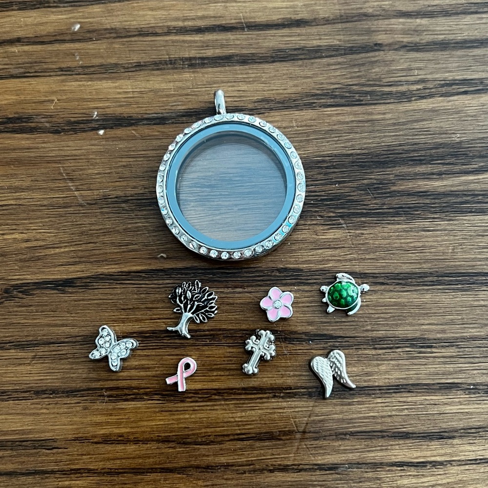 Locket necklace pendant and charms